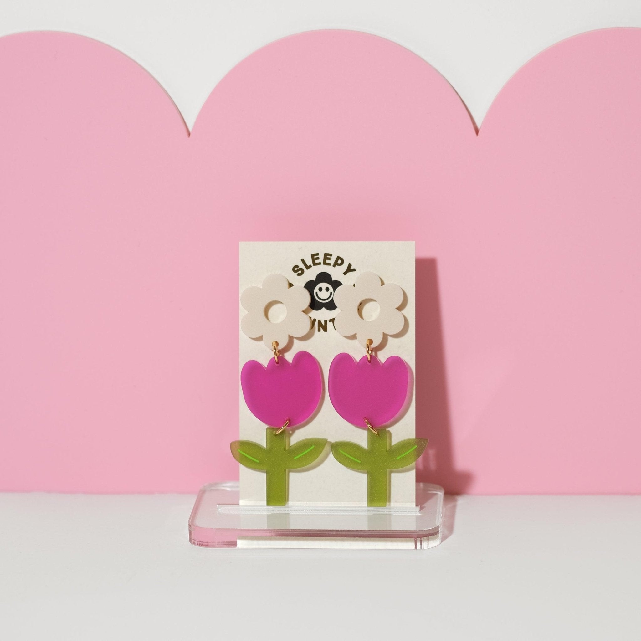 Tulip Dangle Earrings - Plum - Sleepy Mountain