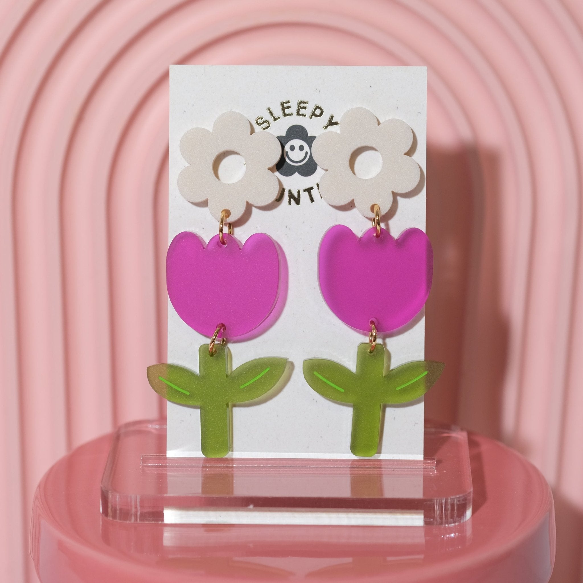 Tulip Dangle Earrings - Plum - Sleepy Mountain