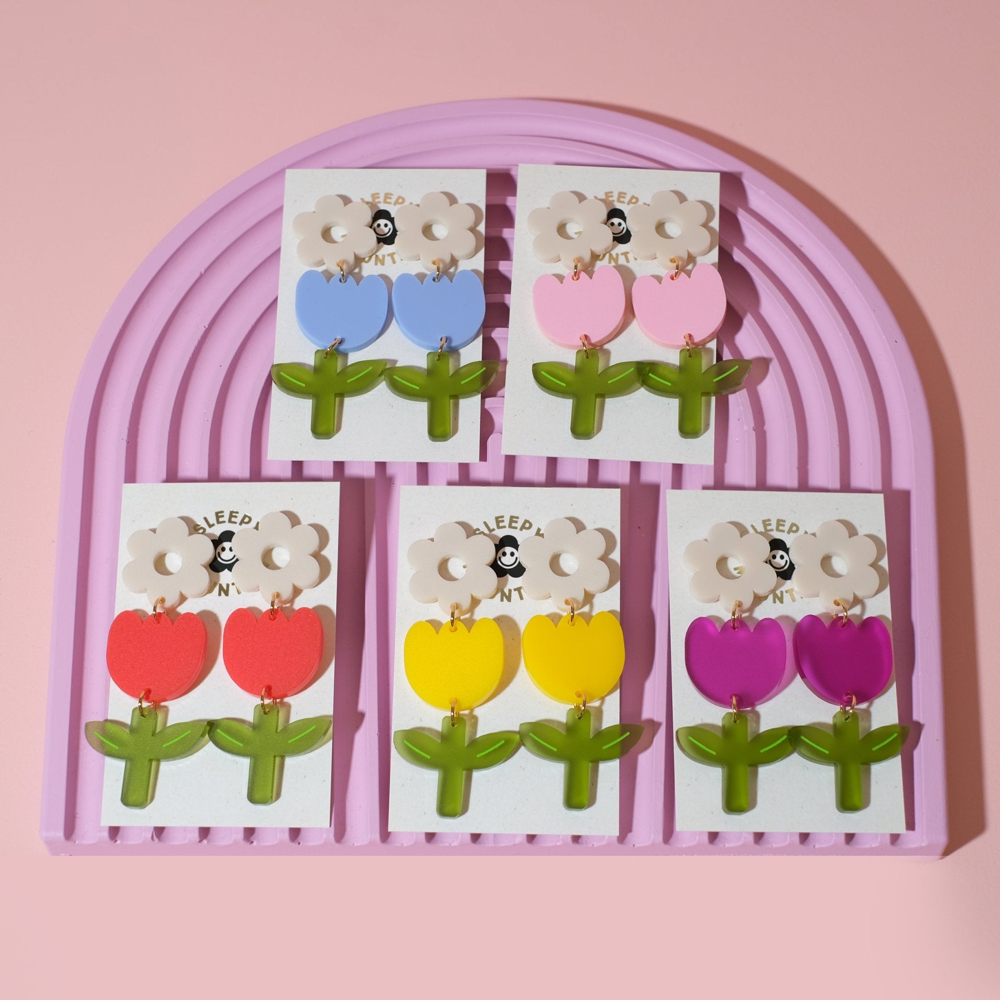 Tulip Dangle Earrings - Plum - Sleepy Mountain