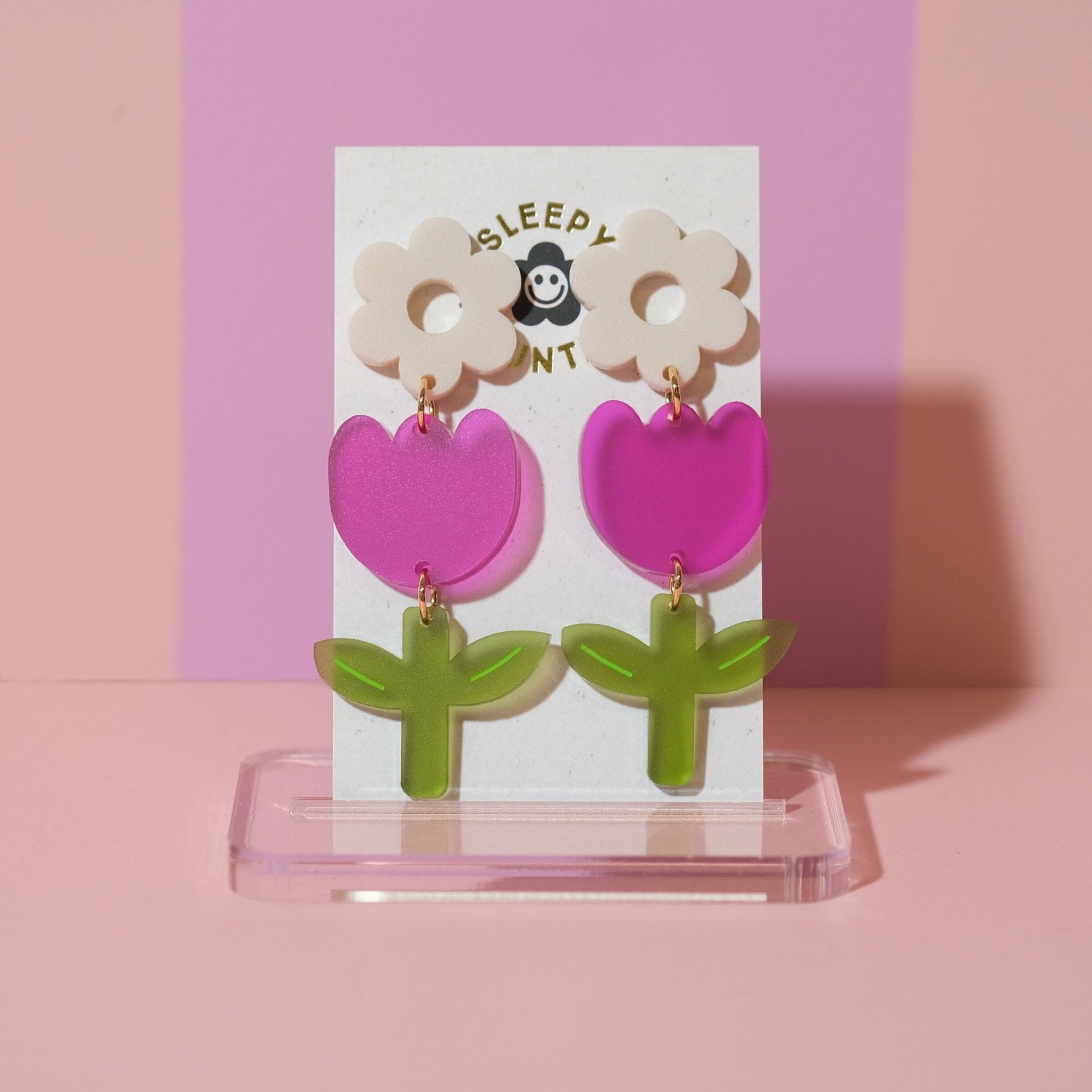 Tulip Dangle Earrings - Plum - Sleepy Mountain