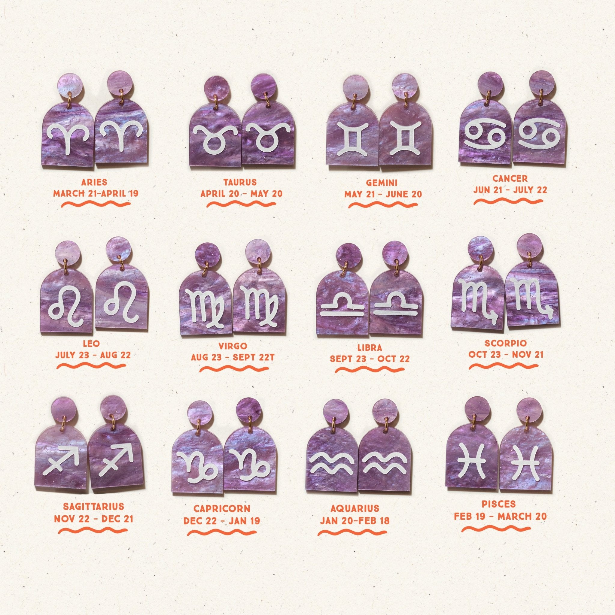 NEW ZODIAC EARRINGS - Sleepy Mountain