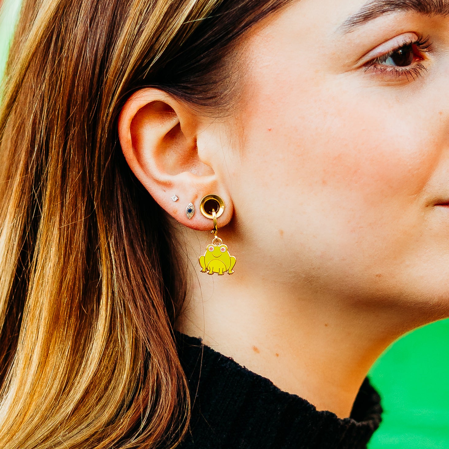 Frog Huggie Hoop Earrings