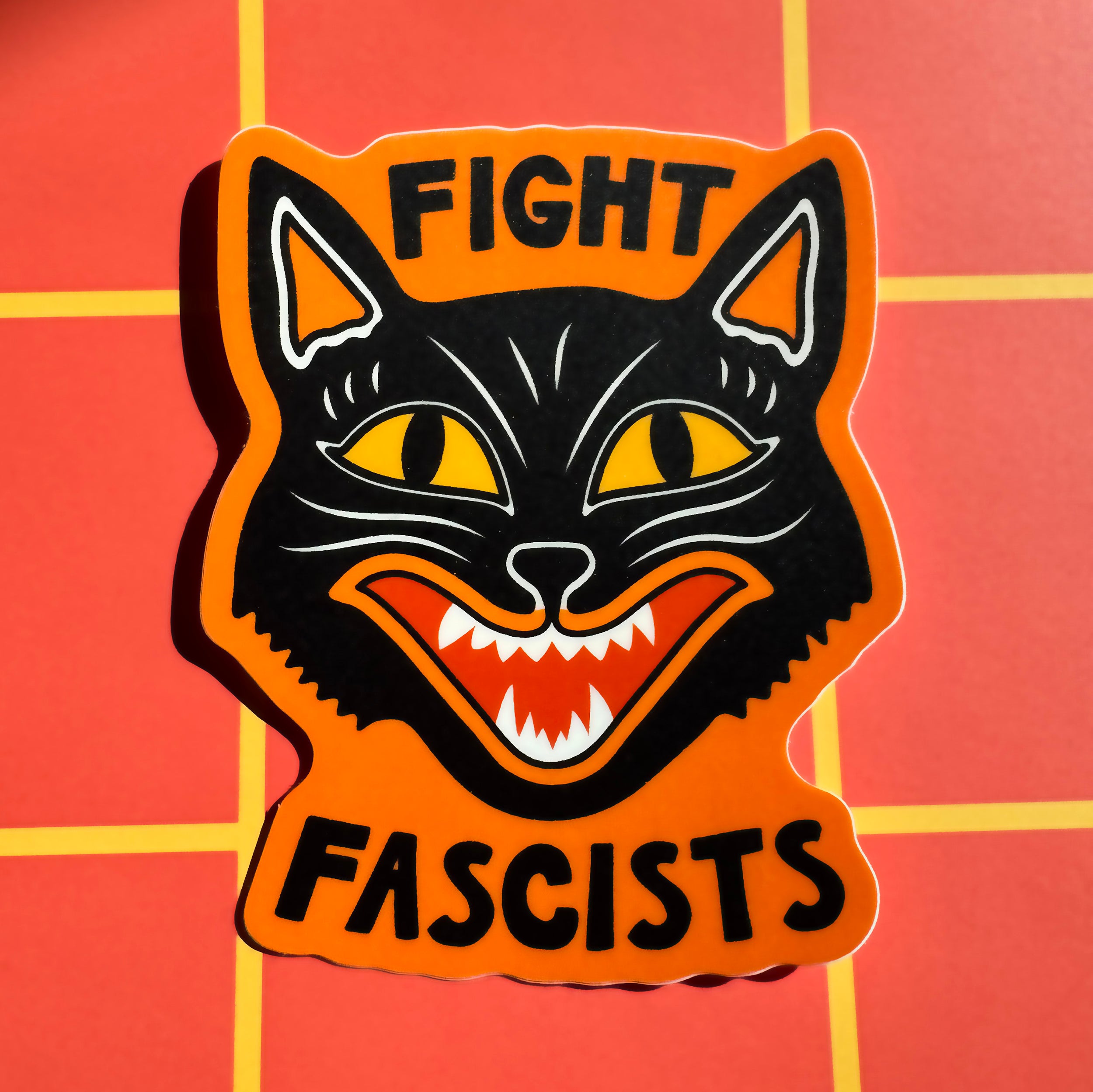Fight Fascists Halloween Cat Sticker