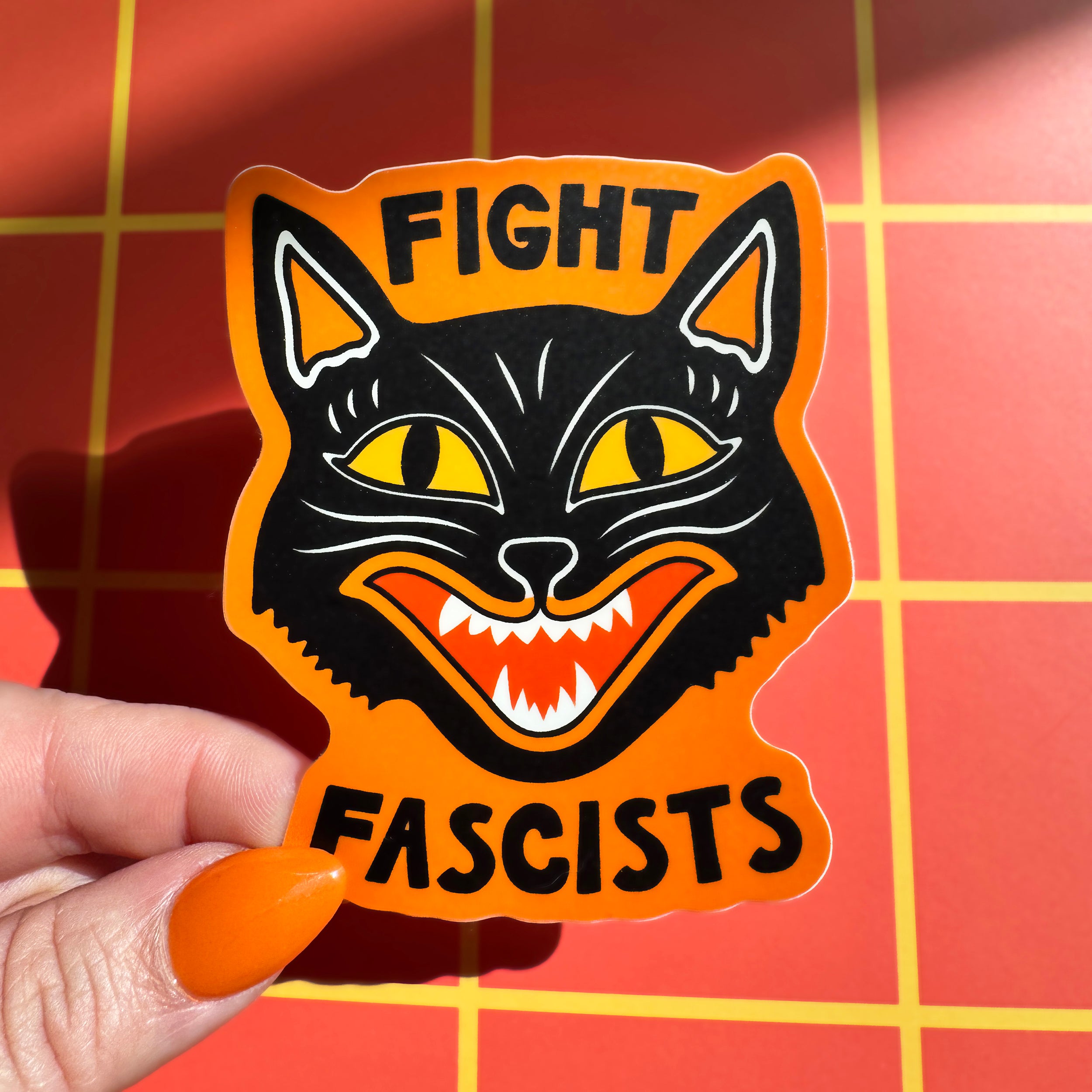 Fight Fascists Halloween Cat Sticker