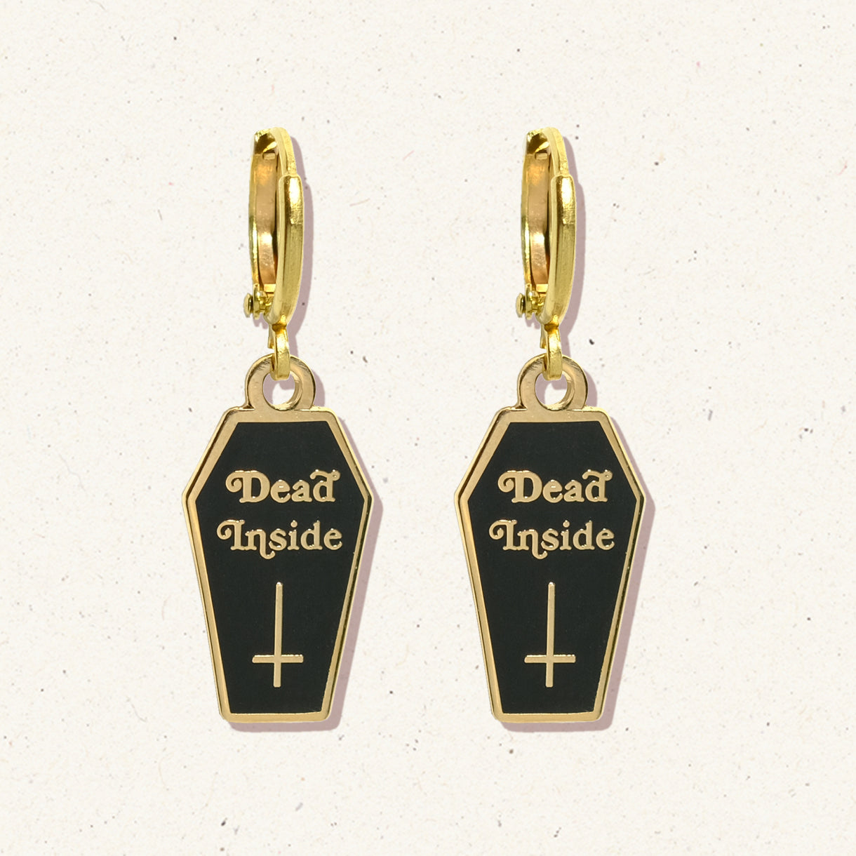 Dead Inside Coffin Huggie Hoop Earrings