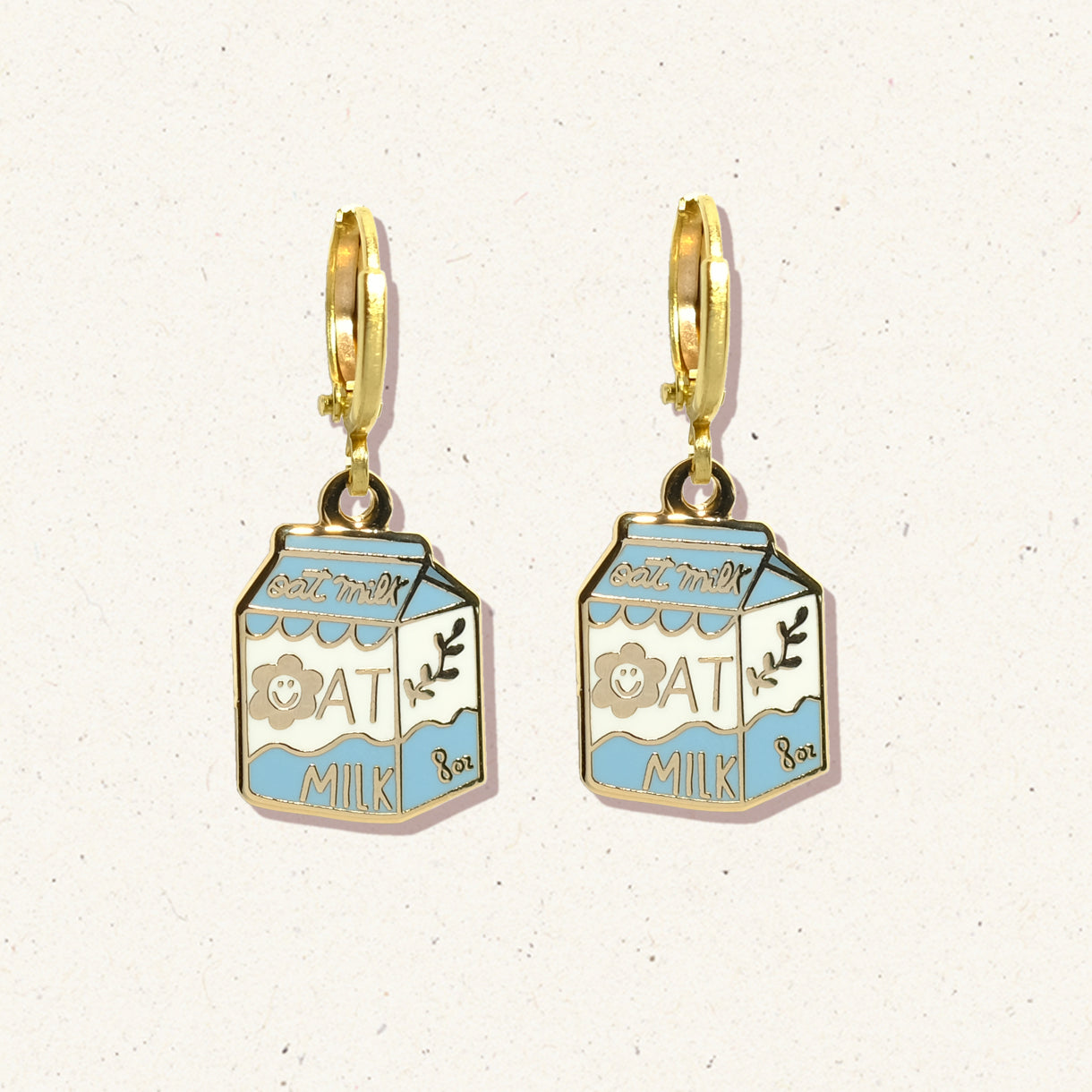 Oat Milk Carton Huggie Hoop Earrings