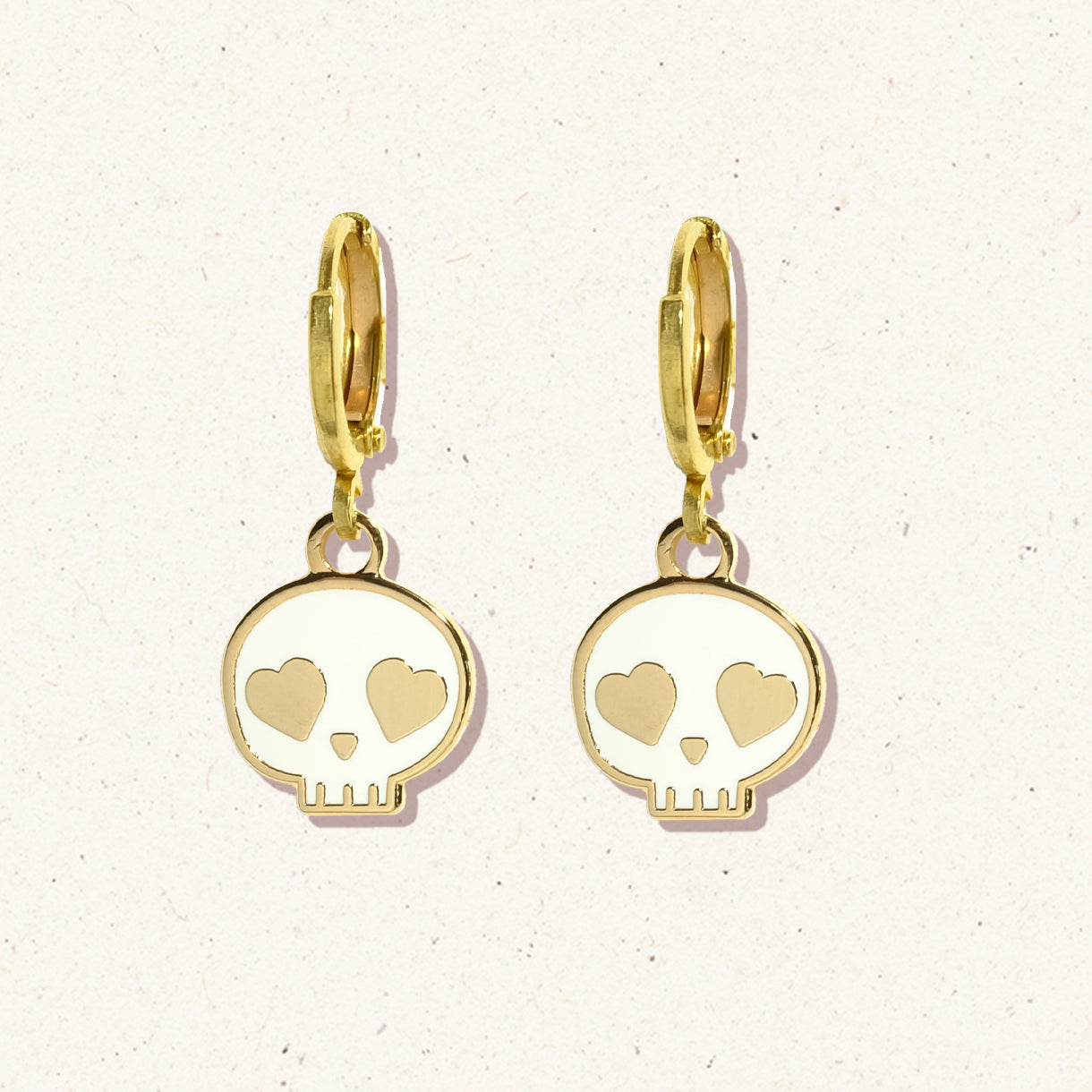 Skull Heart Eyes Huggie Hoop Earrings