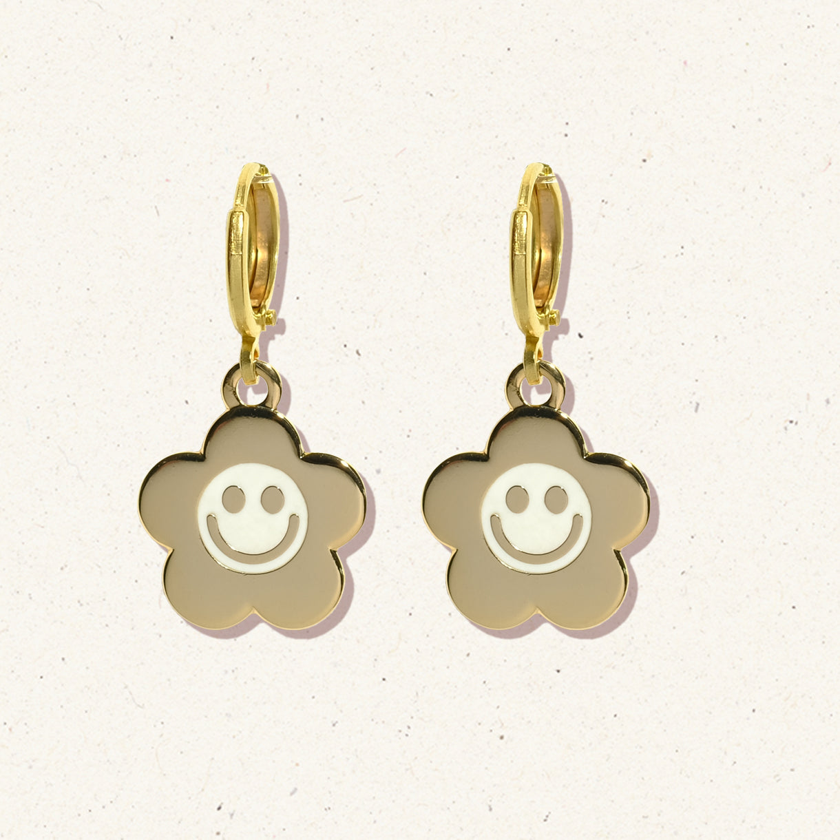 Smiley Daisy Huggie Hoop Earrings