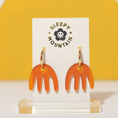 Abstract Hoop Earrings - Orange Comb - Sleepy Mountain