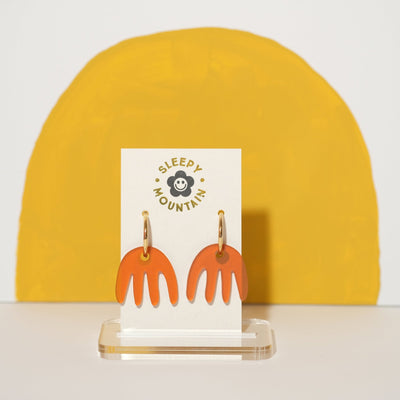Abstract Hoop Earrings - Orange Comb - Sleepy Mountain