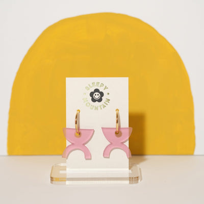 Abstract Hoop Earrings - Pink Arch - Sleepy Mountain