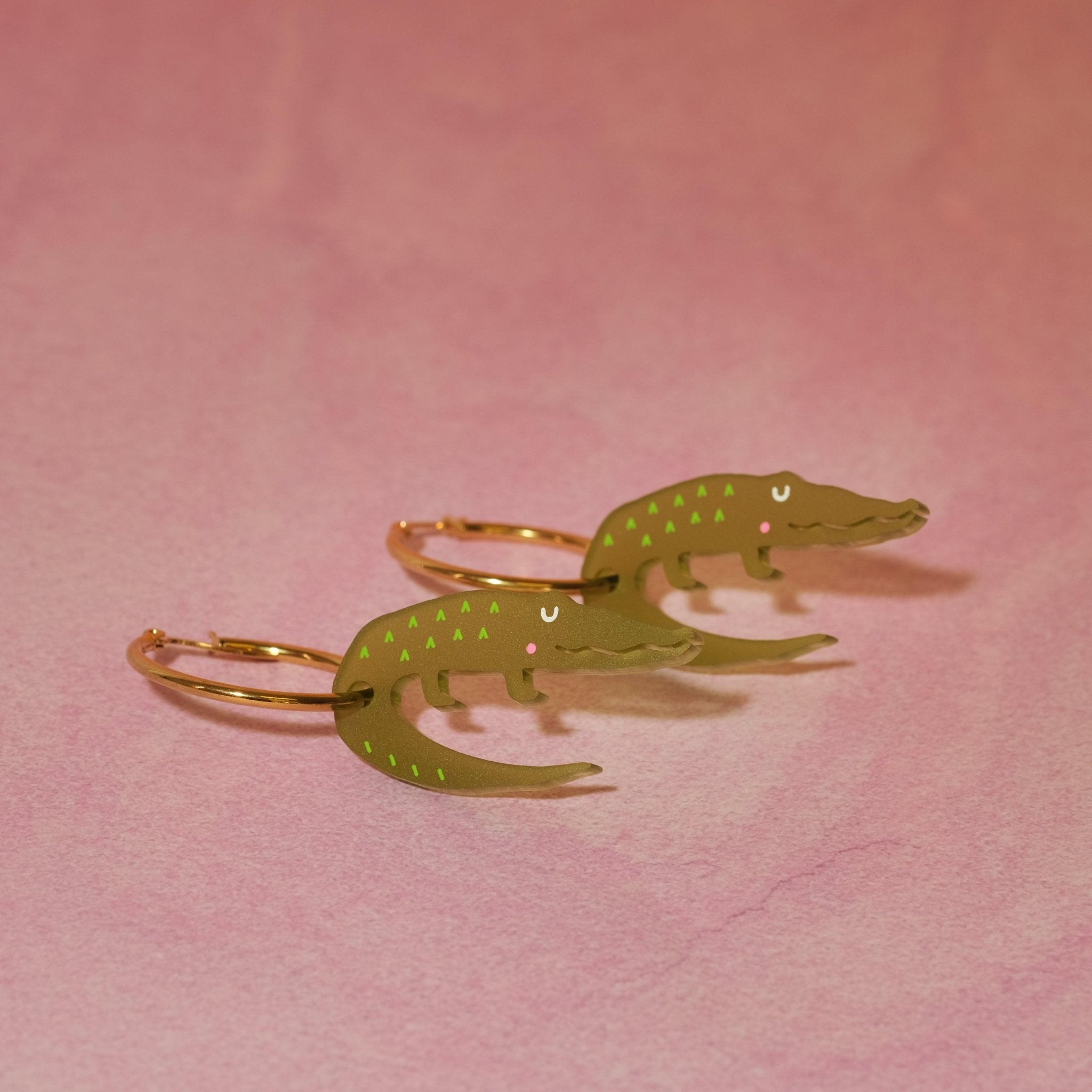 clip on fishing lure earrings Alligator Earrings Olive green