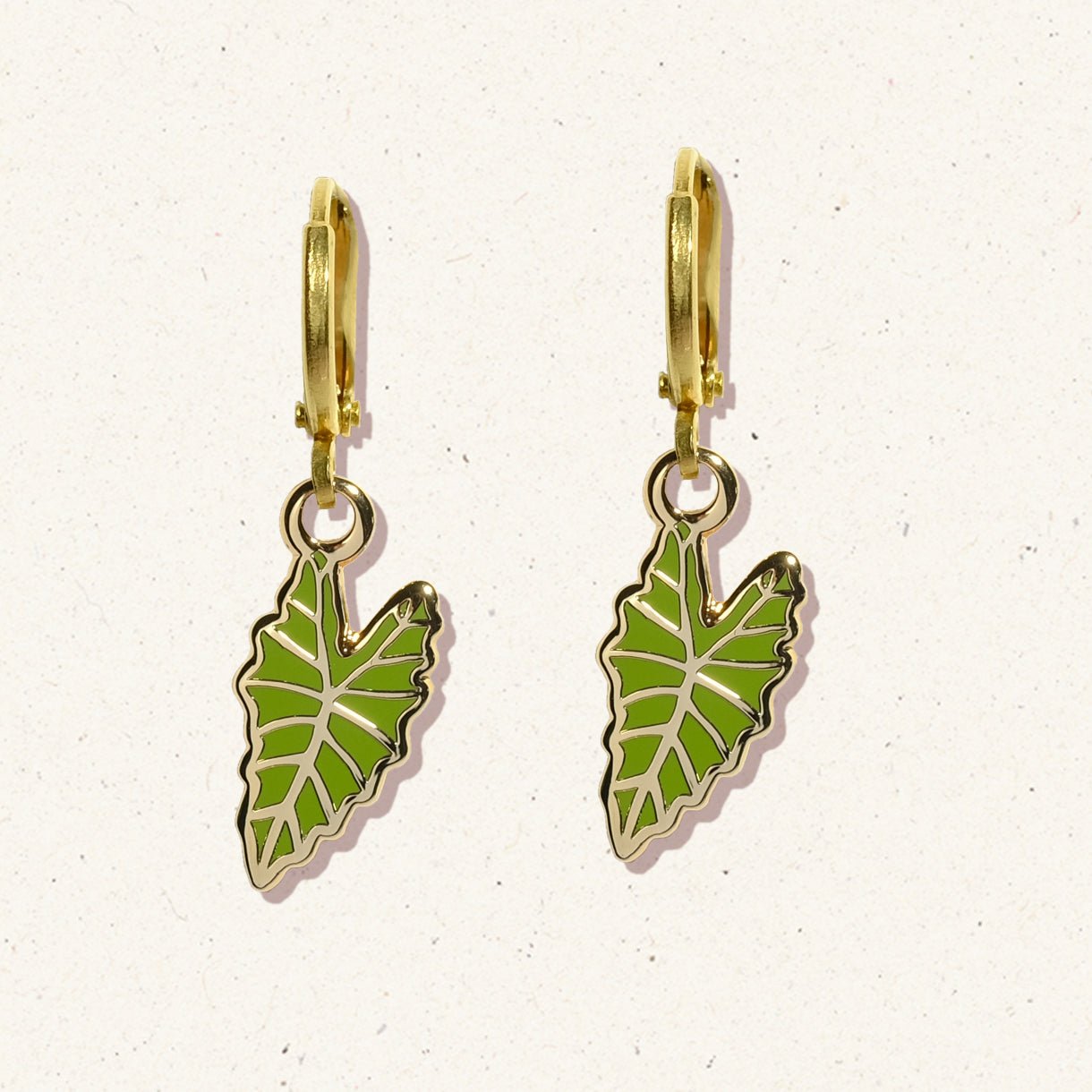 Alocasia Polly Leaf Plant Huggie Hoop Earrings - Sleepy Mountain