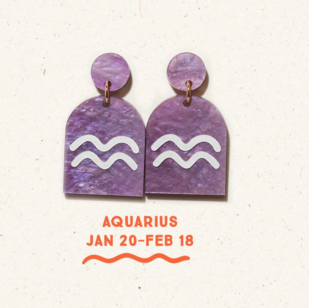Aquarius Zodiac Earrings - Sleepy Mountain
