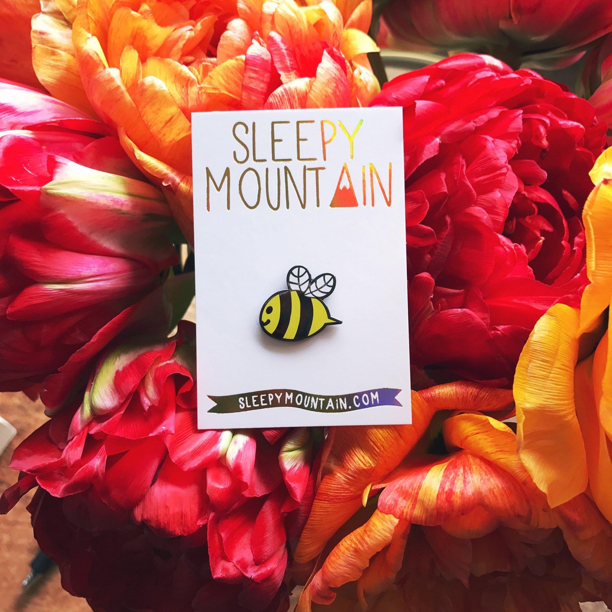 Bee Enamel Pin - Sleepy Mountain