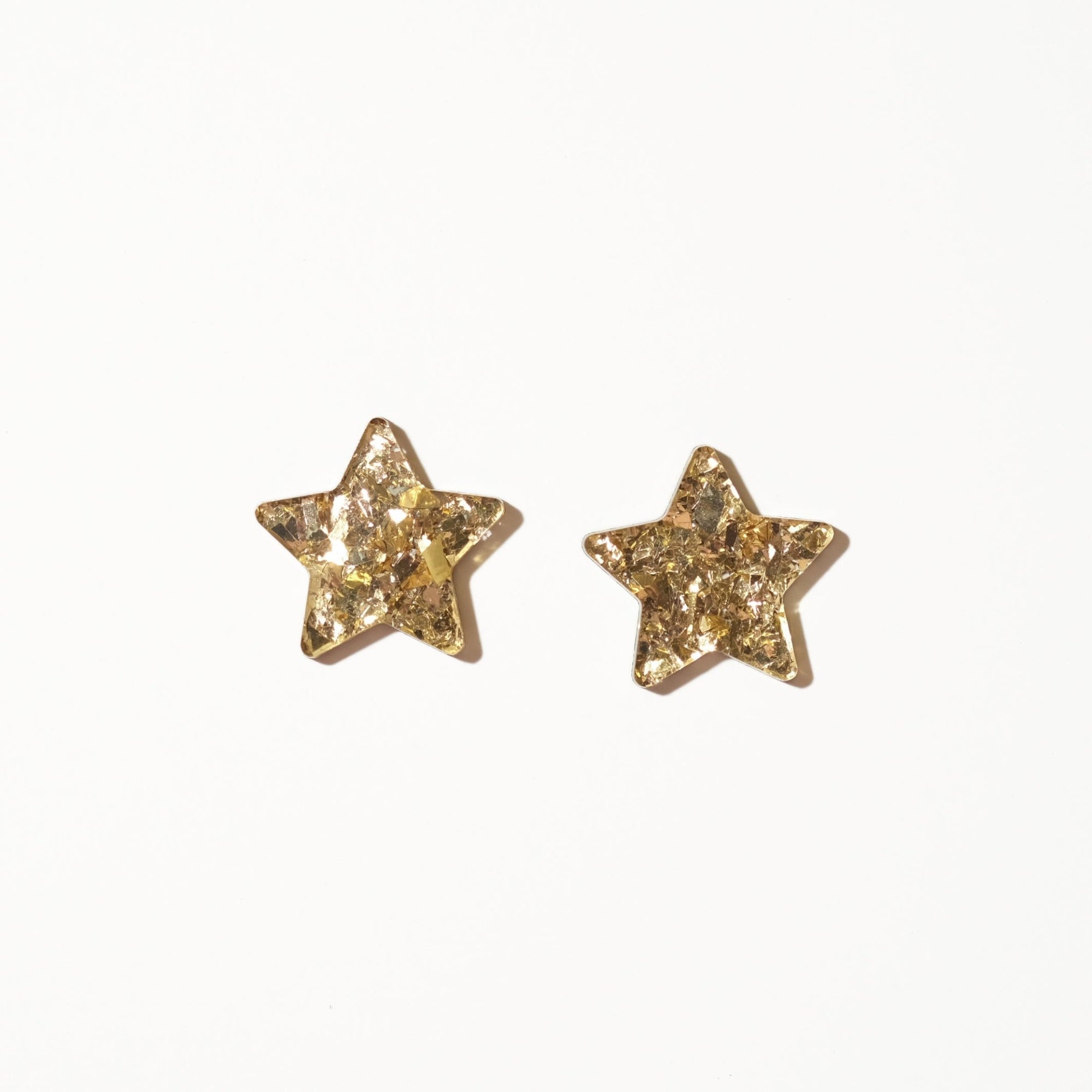 Big Star Stud Earrings - Champagne Gold Glitter - Sleepy Mountain