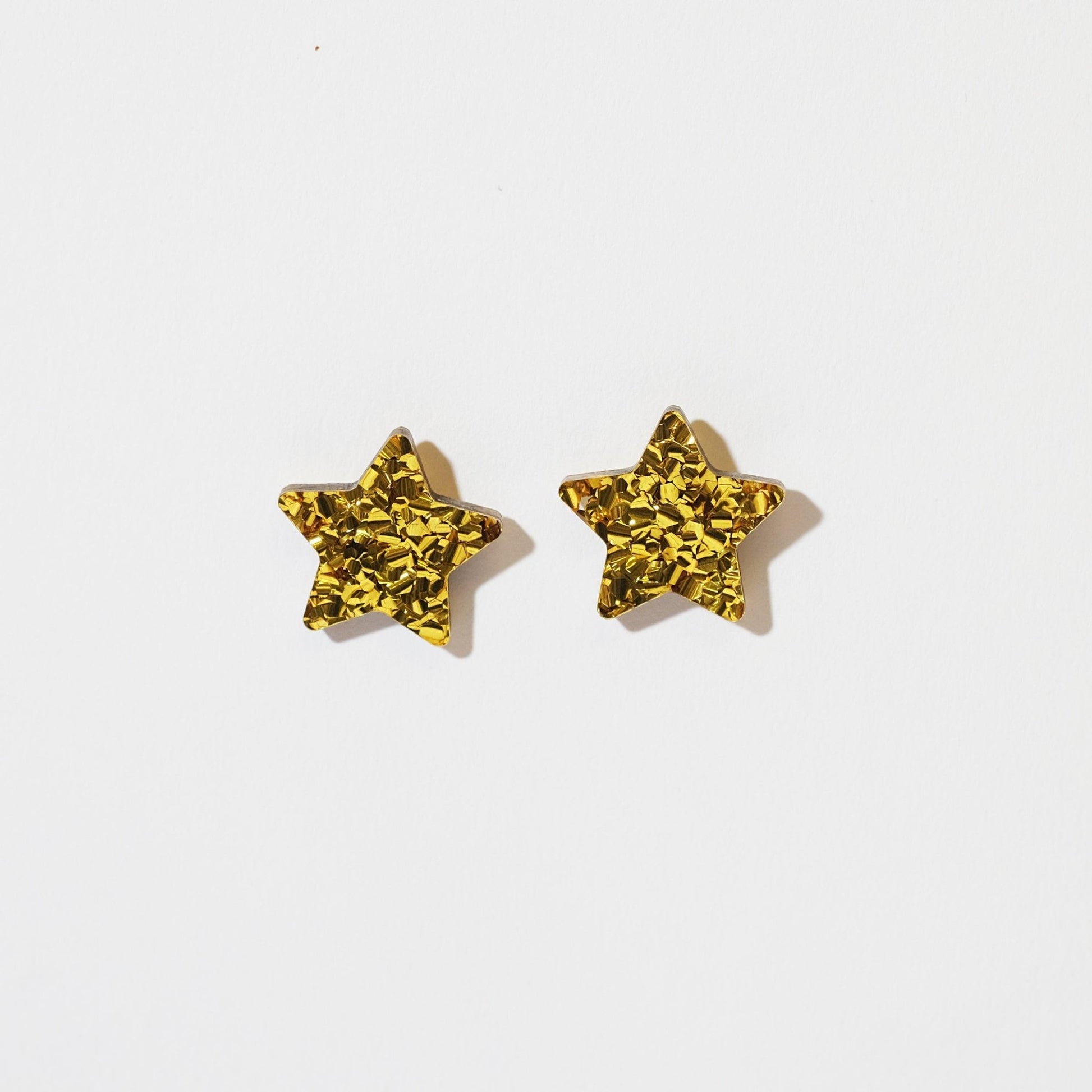 Big Star Stud Earrings - Gold Glitter - Sleepy Mountain