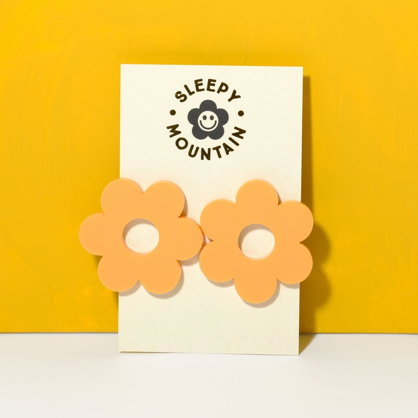 Big stud earrings - Orange pastel daisy studs - Sleepy Mountain