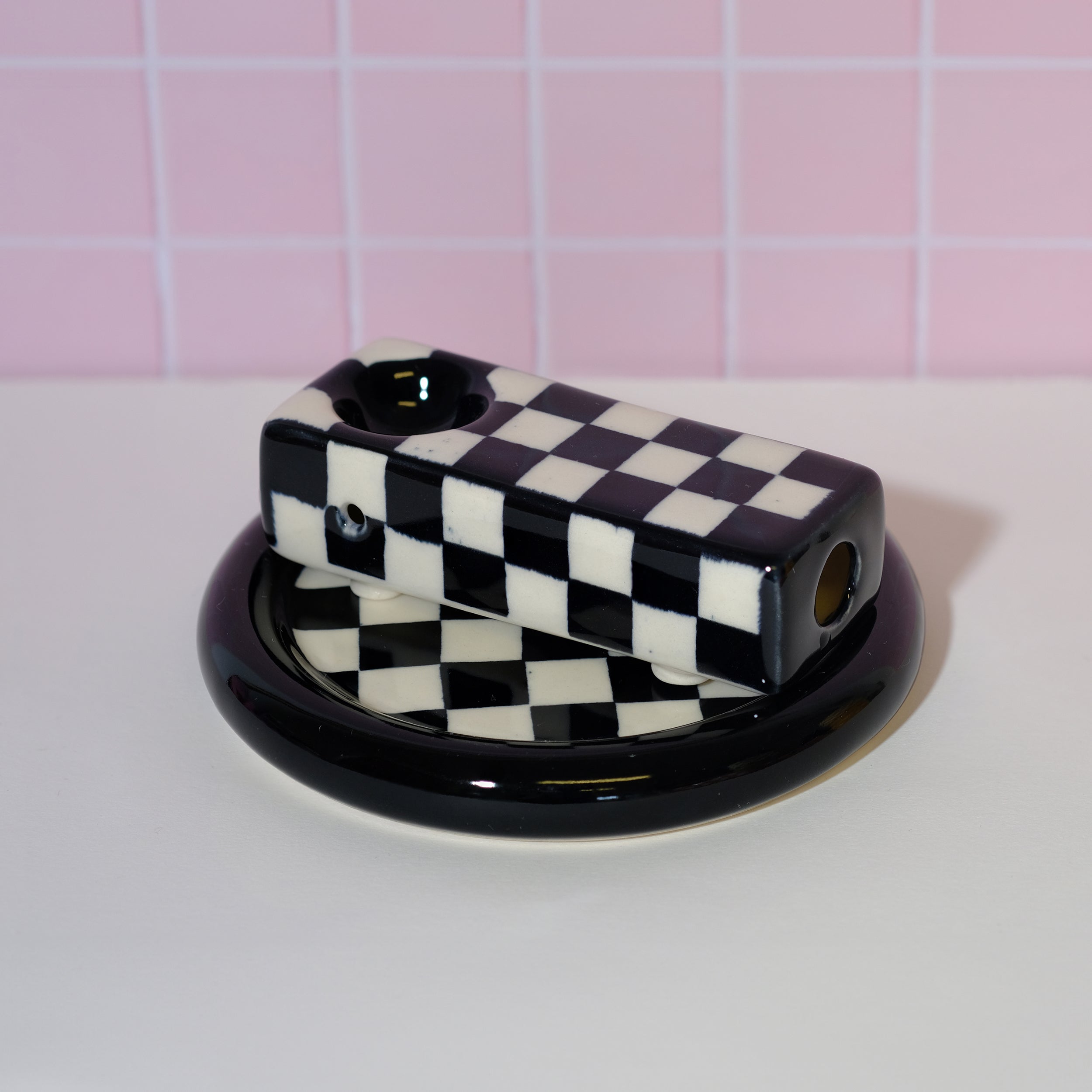 Black and white checkered porcelain rectangle - Sleepy Mountain