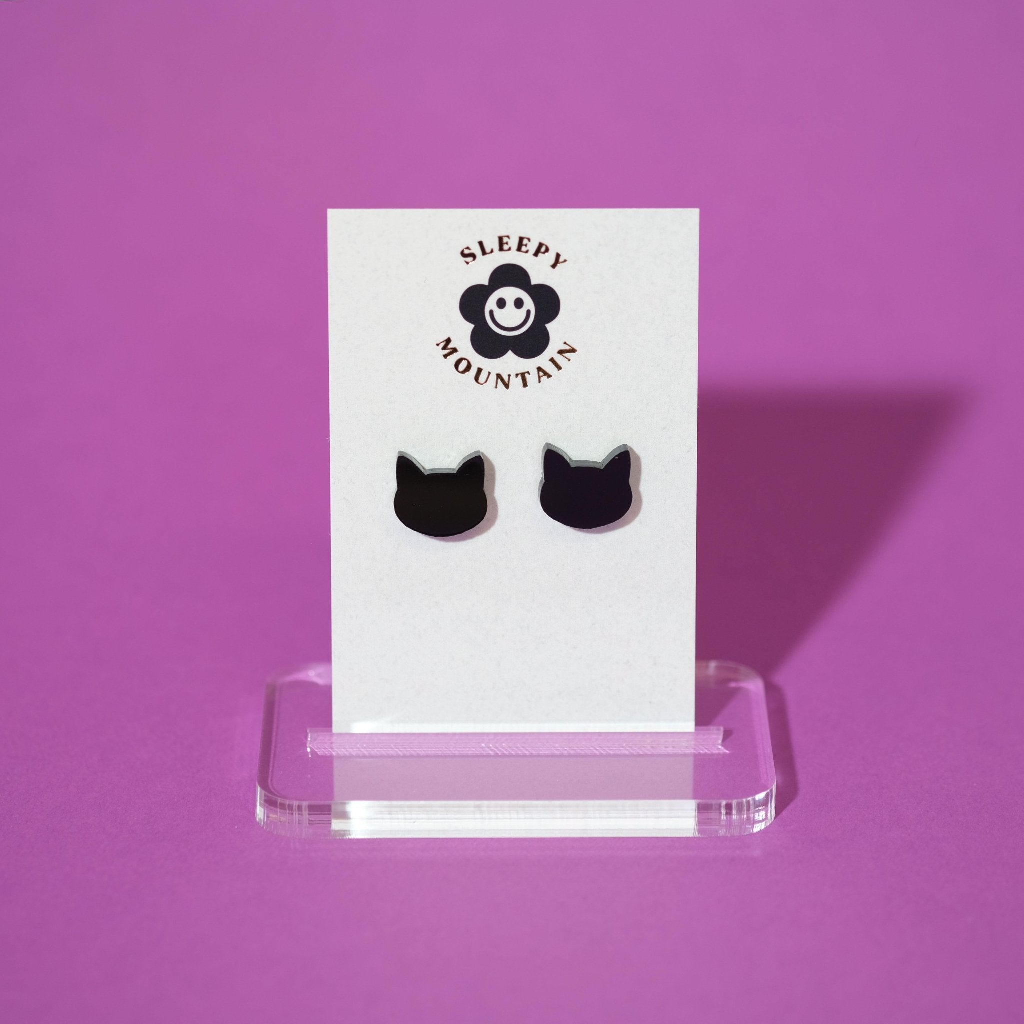 Black Cat Silhouette Stud Earrings - Sleepy Mountain