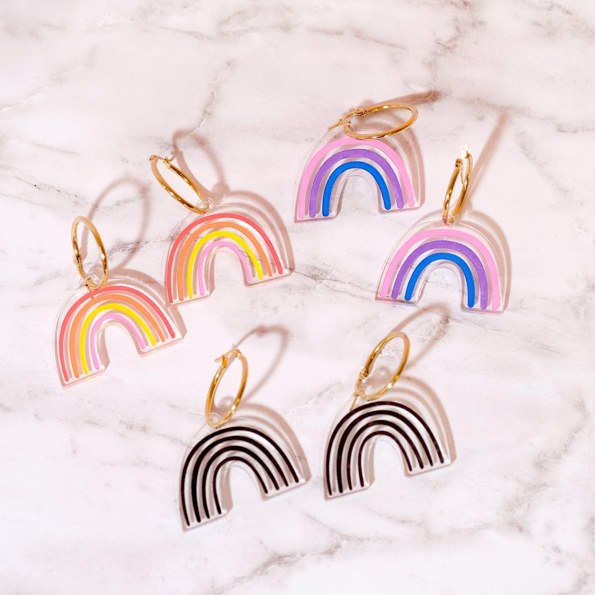 Black Rainbow Hoop Earrings - Sleepy Mountain
