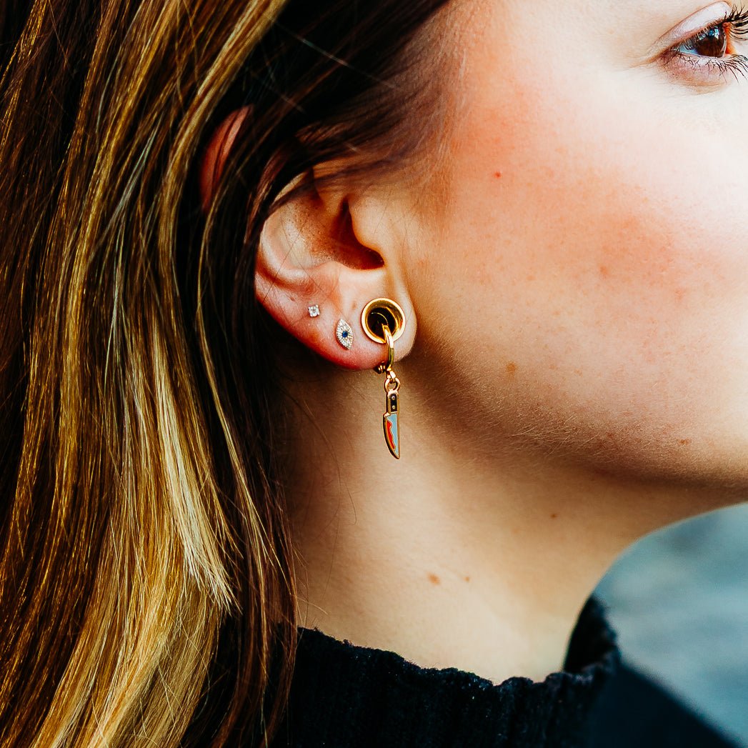 Bloody Knife Huggie Hoop Earrings - Sleepy Mountain