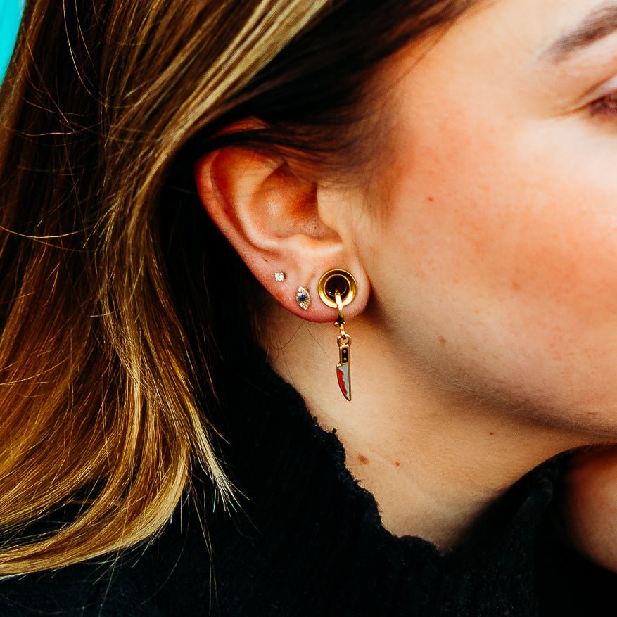 Bloody Knife Huggie Hoop Earrings - Sleepy Mountain