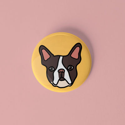 Boston Terrier pinback button - Sleepy Mountain