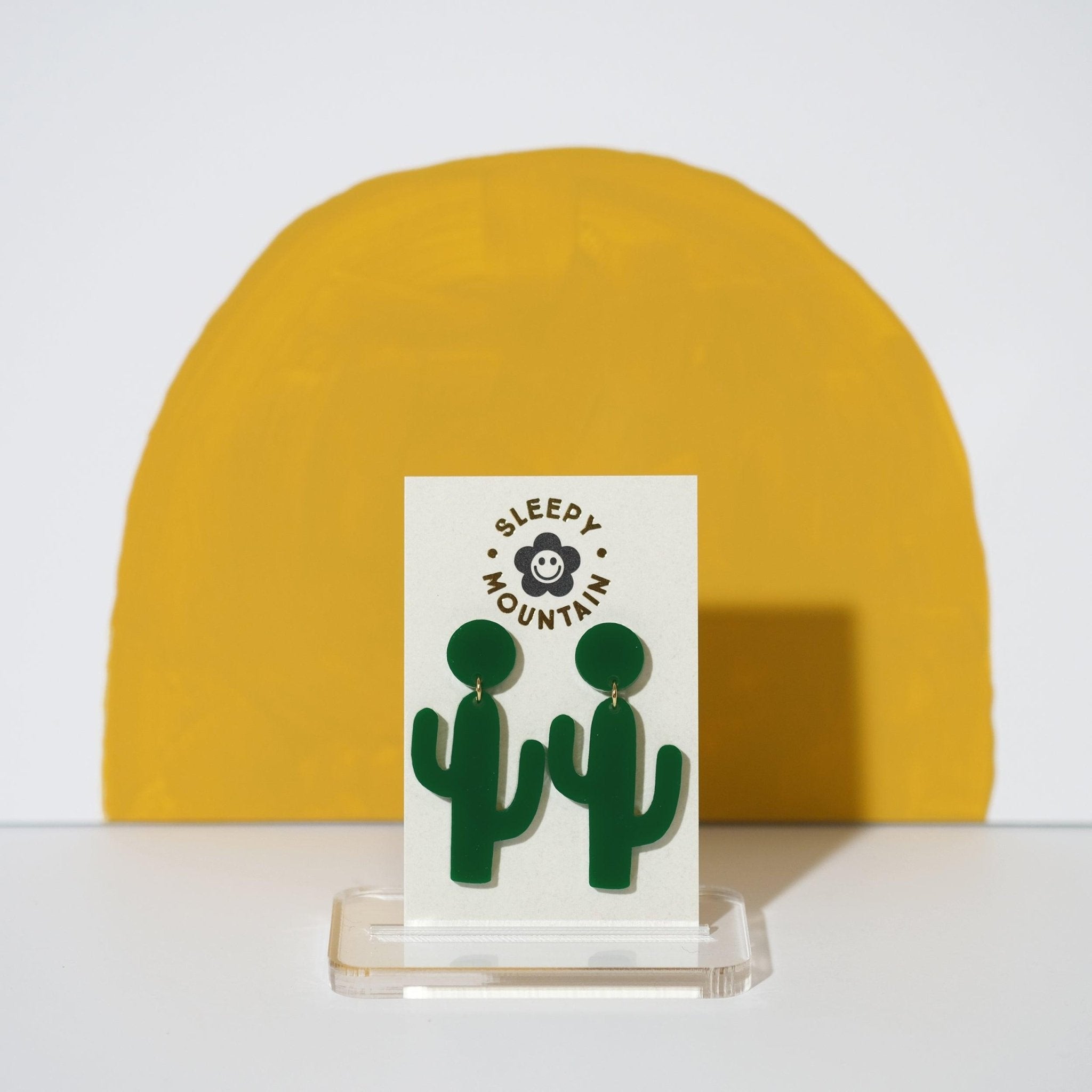 Cactus Dangle Earrings Green - Sleepy Mountain