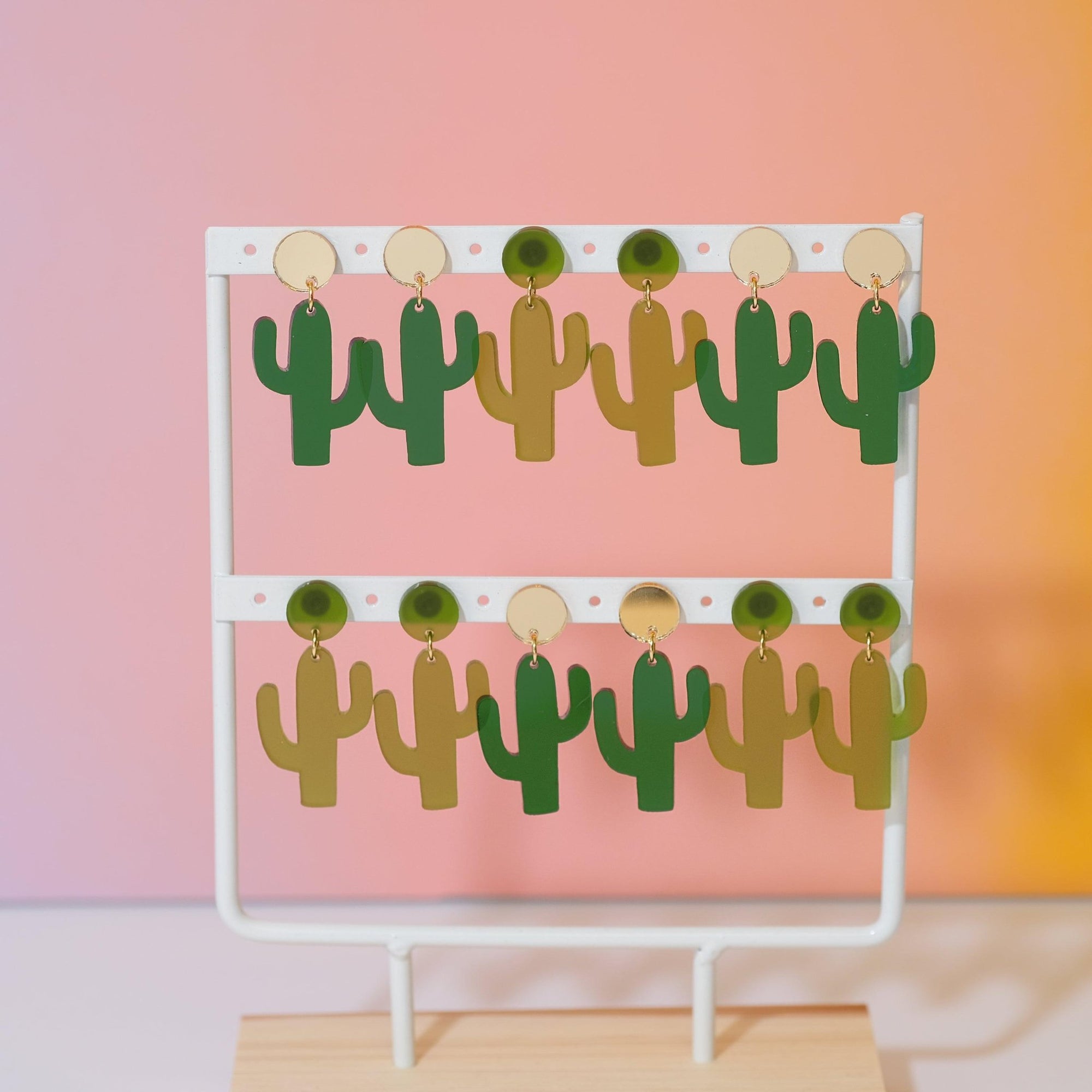 Cactus Earrings - Green Dangle Earrings - Sleepy Mountain