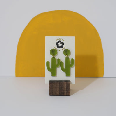 Cactus Olive Dangle Earrings - Sleepy Mountain