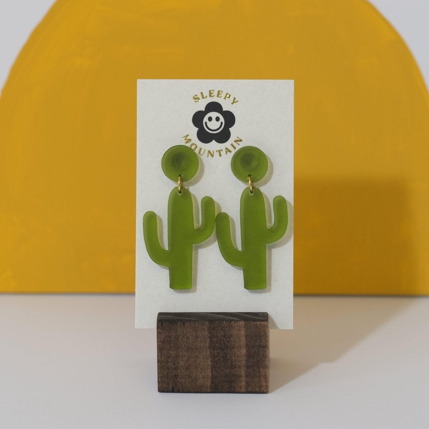 Cactus Olive Dangle Earrings - Sleepy Mountain