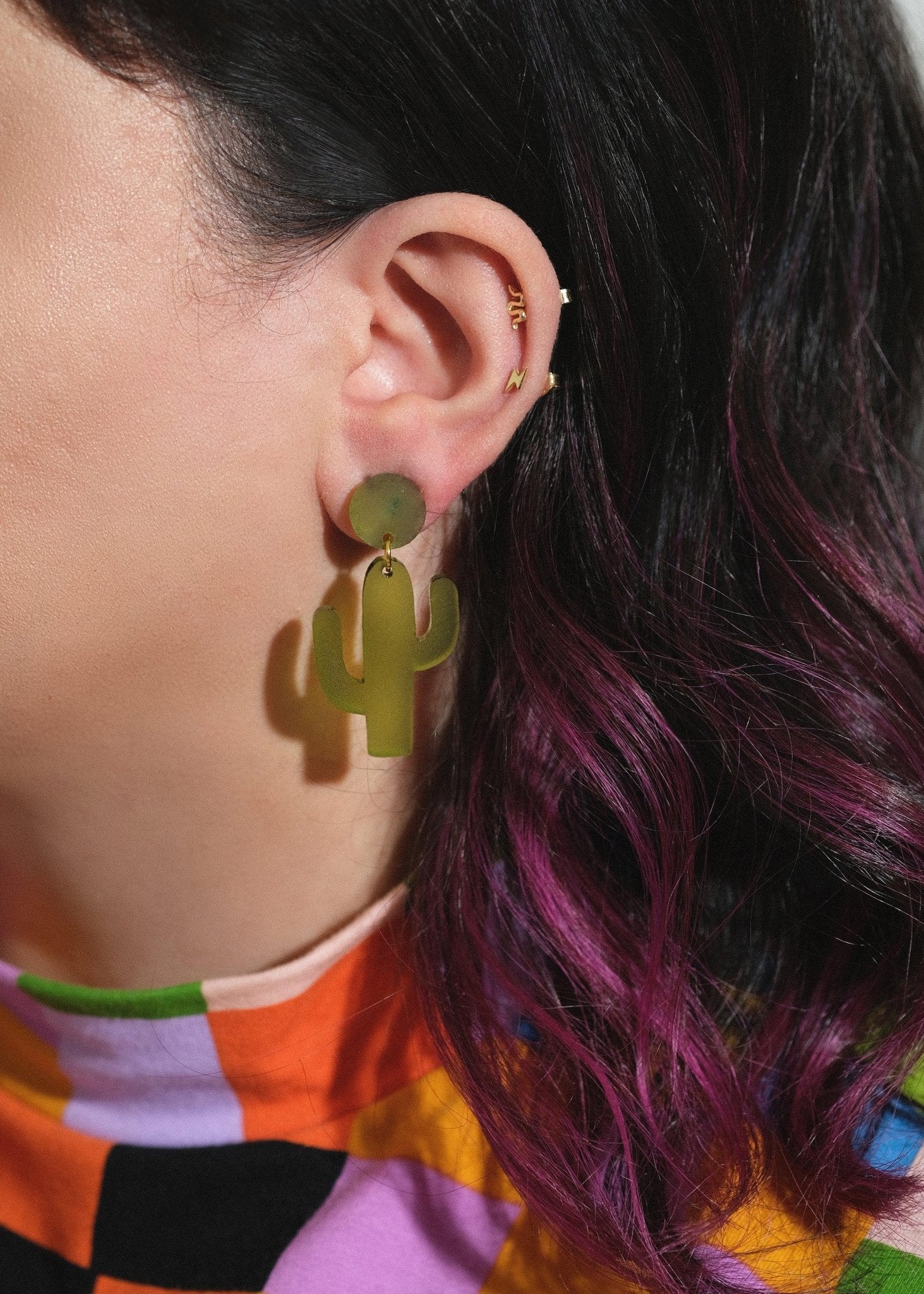 Cactus Olive Dangle Earrings - Sleepy Mountain