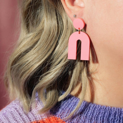 Candy Pink Arch Dangle Earrings - Sleepy Mountain