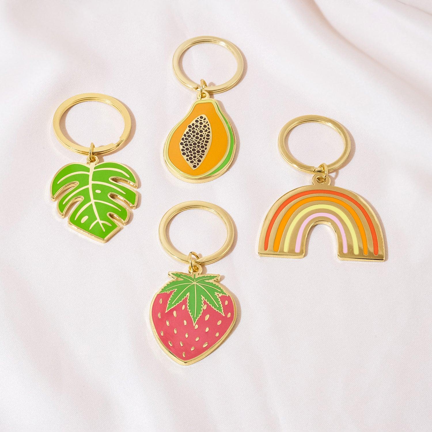 Cannabis Leaf Strawberry Keychain - Sleepy Mountain