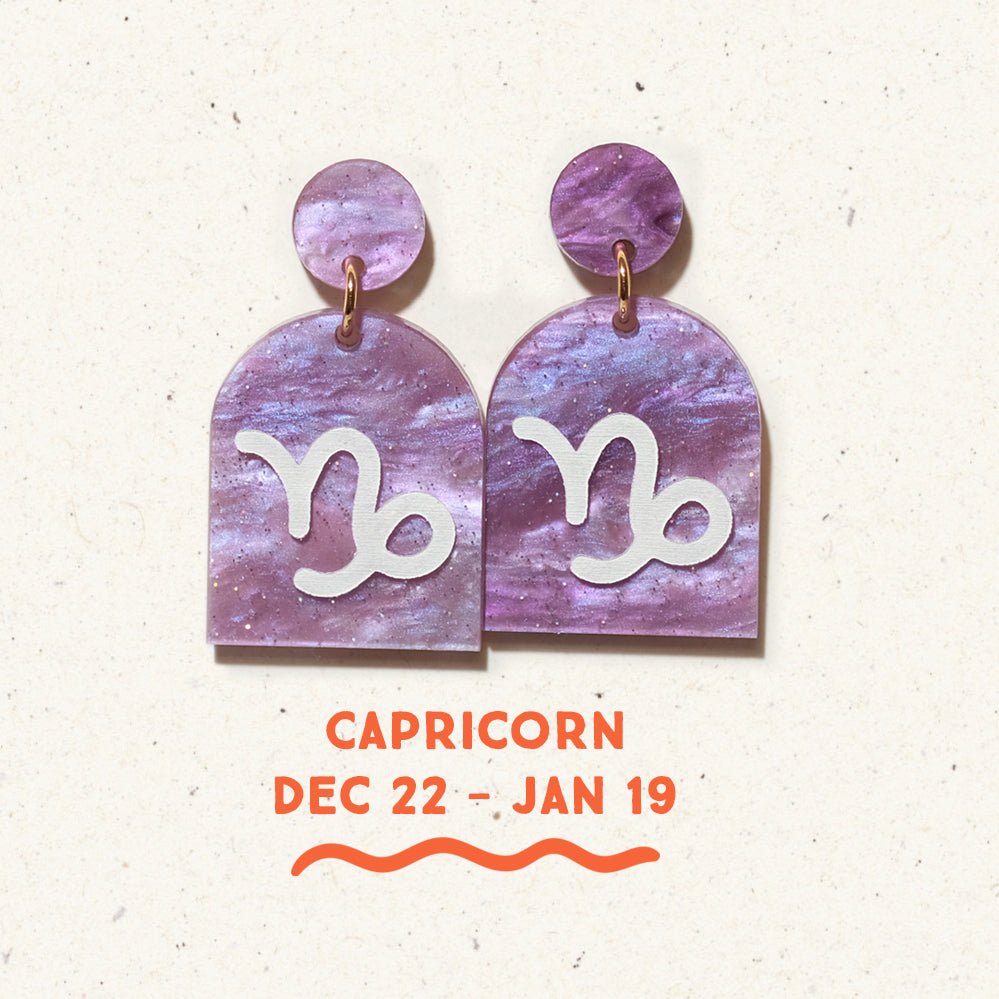 Capricorn Zodiac Earrings - Sleepy Mountain