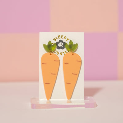 Carrot Dangle Earrings - Pastel Orange - Sleepy Mountain