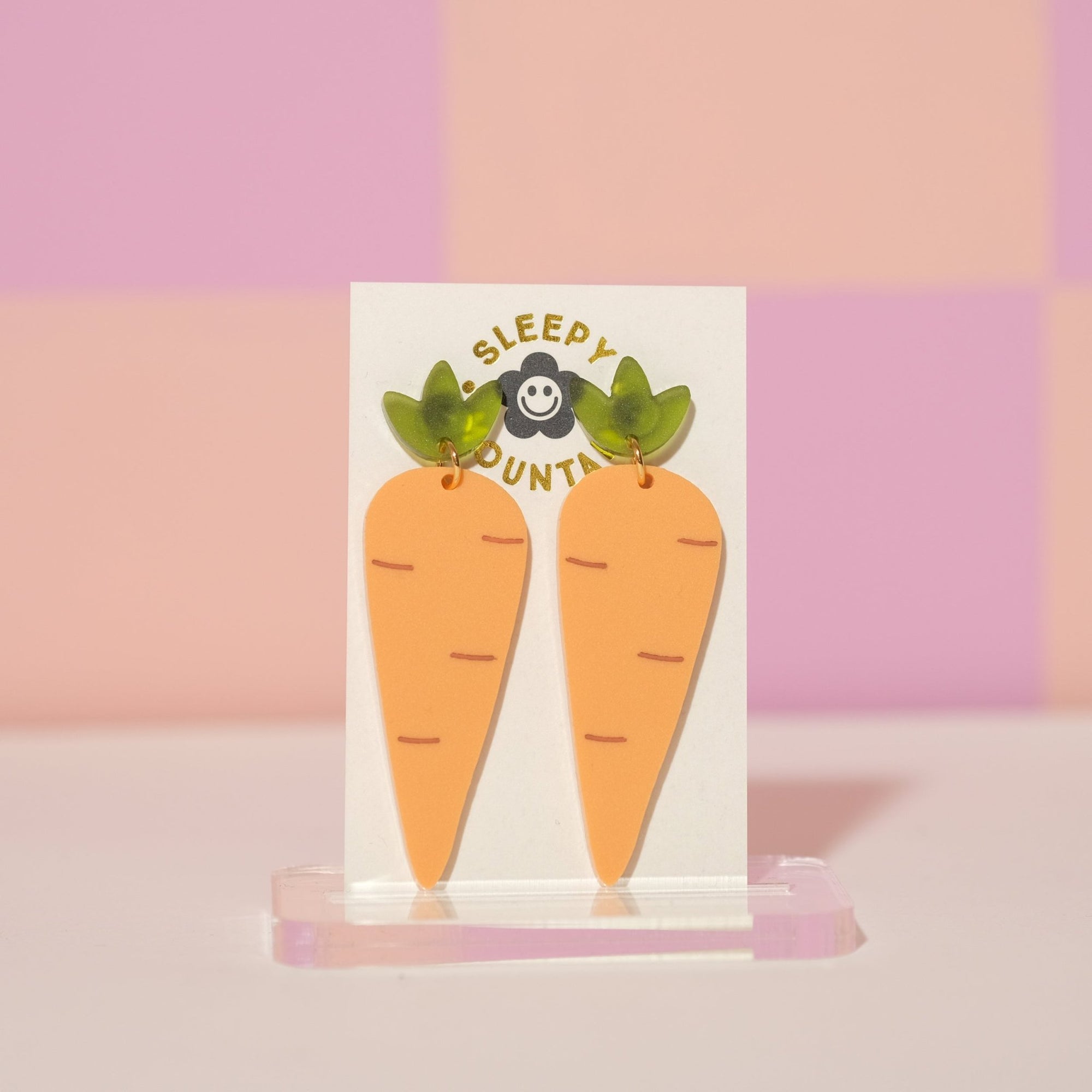 Carrot Dangle Earrings - Pastel Orange - Sleepy Mountain