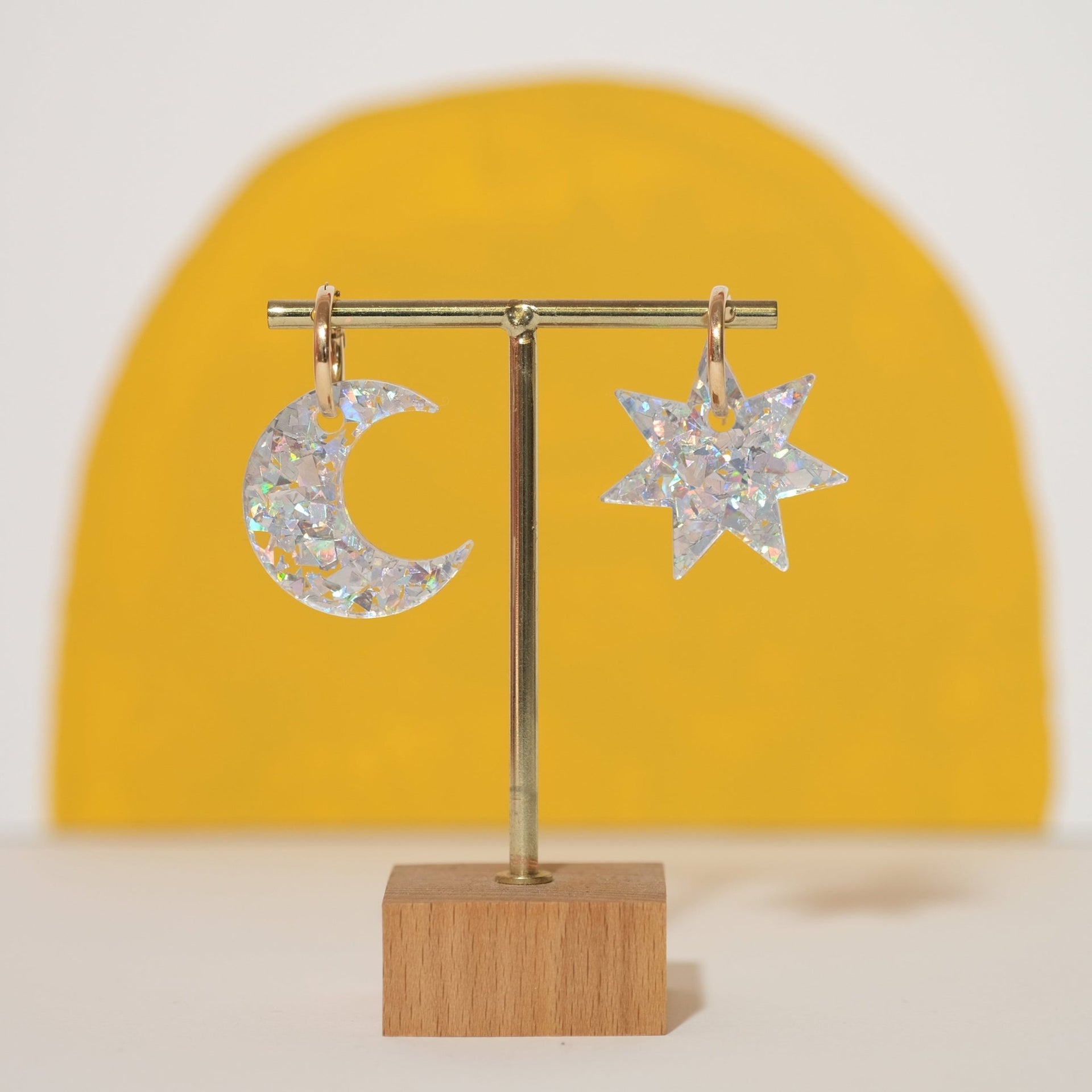 Celestial Hoop Earrings Silver Gold-Plated