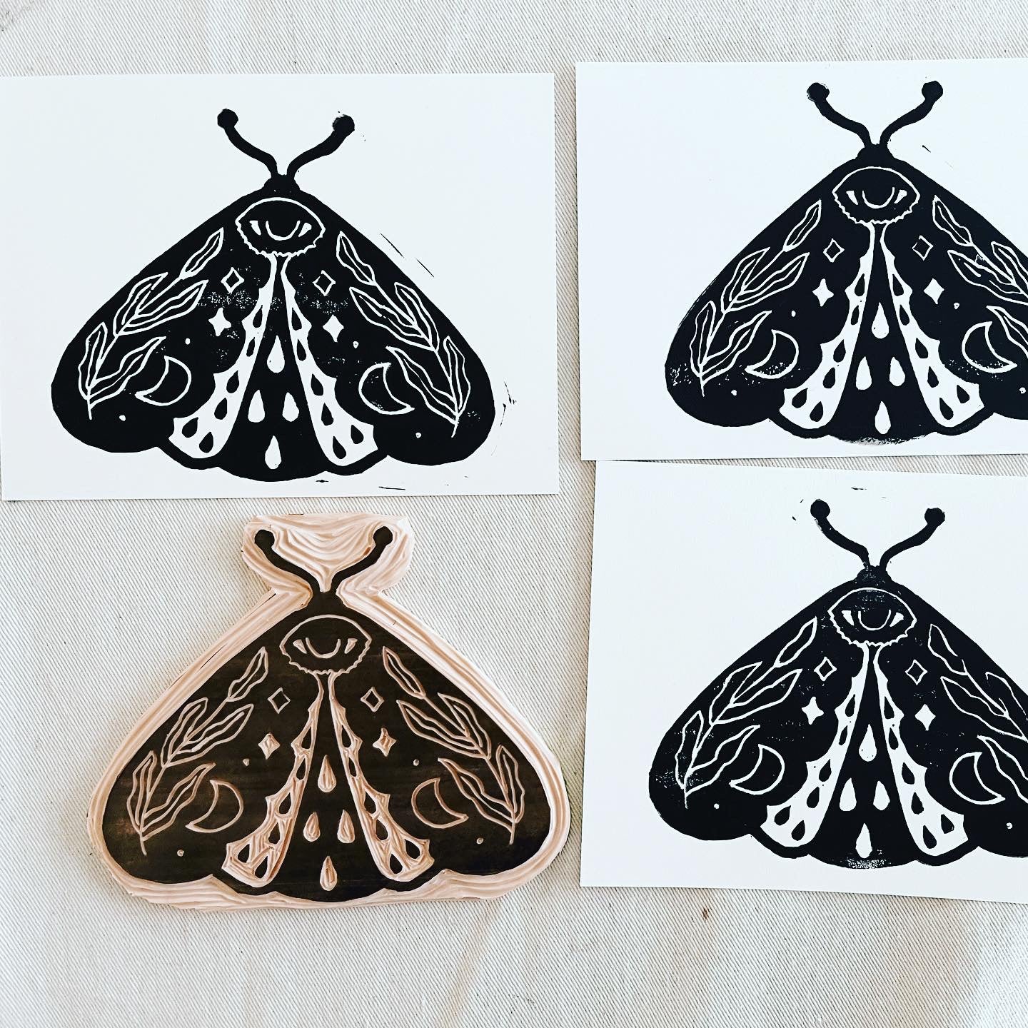 Crying Moth Linocut 5x7 Print - Sleepy Mountain
