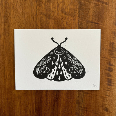Crying Moth Linocut 5x7 Print - Sleepy Mountain