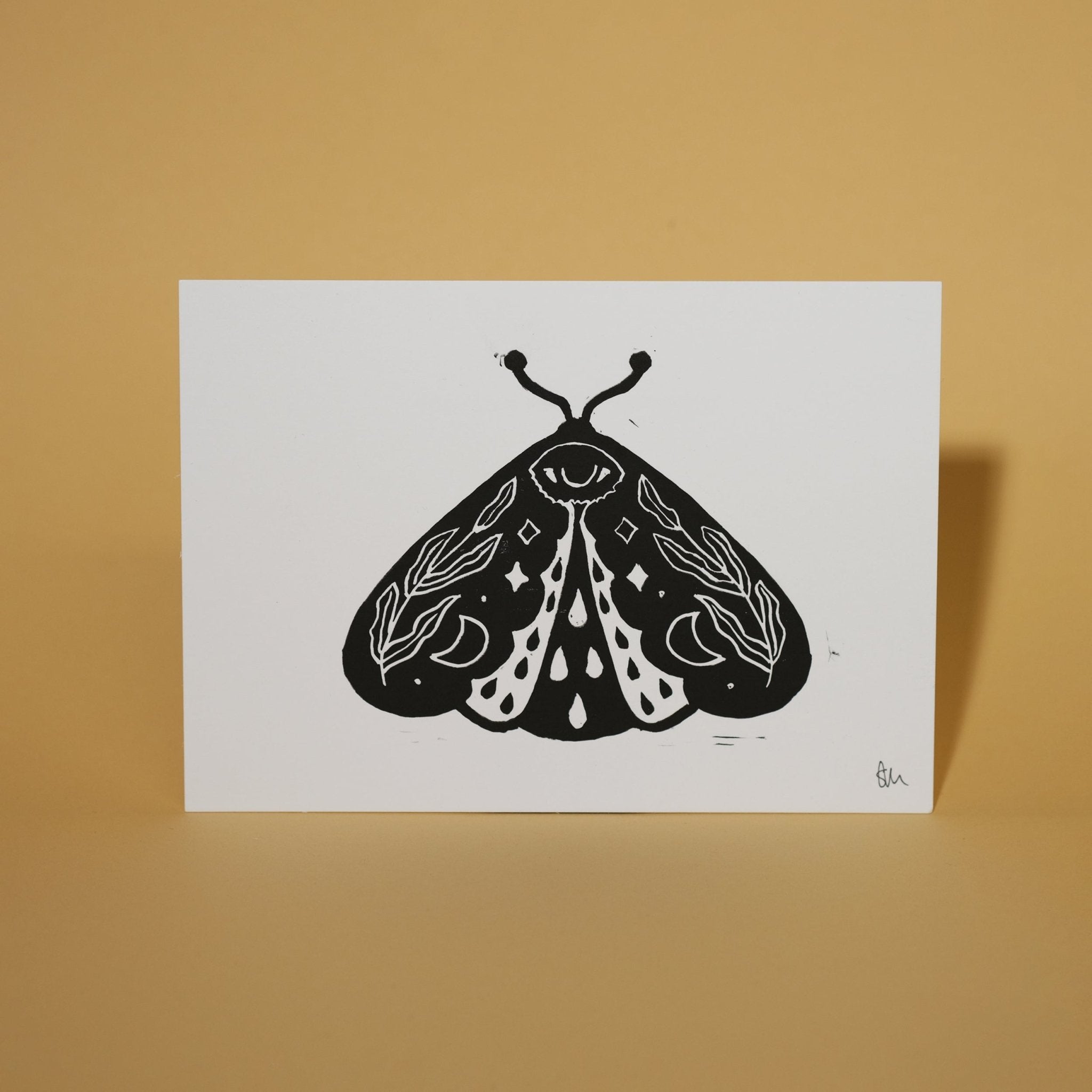 Crying Moth Linocut 5x7 Print - Sleepy Mountain