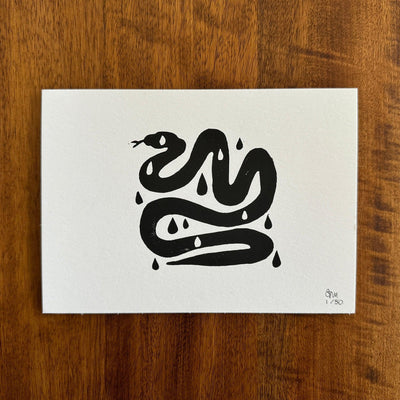 Crying Snake Linocut 5x7 Print - Sleepy Mountain