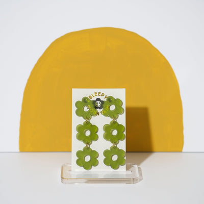 Daisy Chain Retro Earrings in Frosted Olive - Sleepy Mountain
