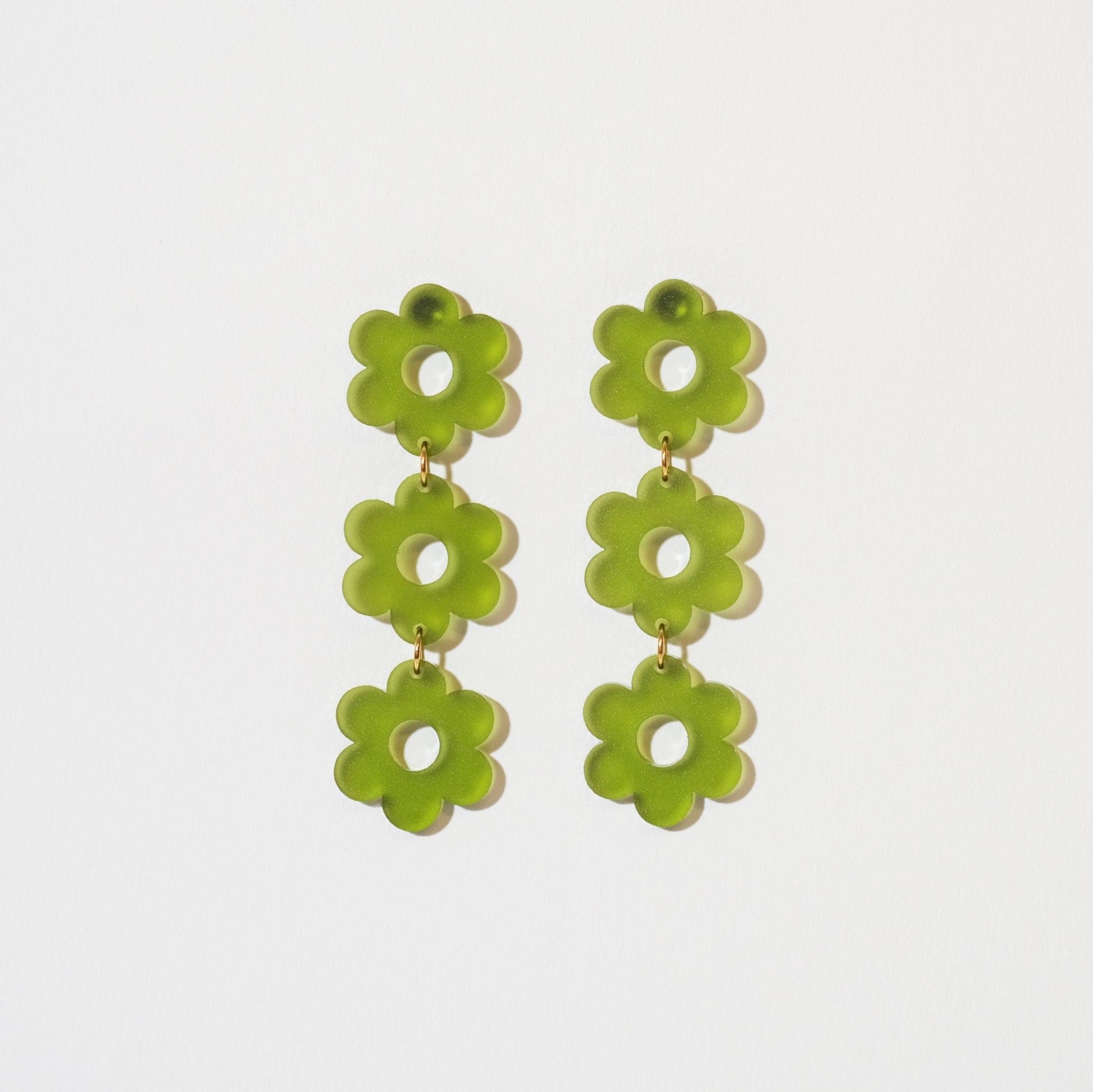 Daisy Chain Retro Earrings in Frosted Olive - Sleepy Mountain