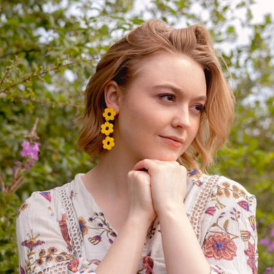 Daisy Chain Retro Earrings in Marigold - Sleepy Mountain