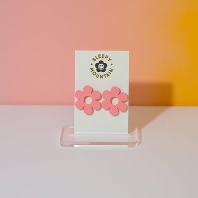 Daisy Earrings - Candy Pink Acrylic Statement Studs - Sleepy Mountain