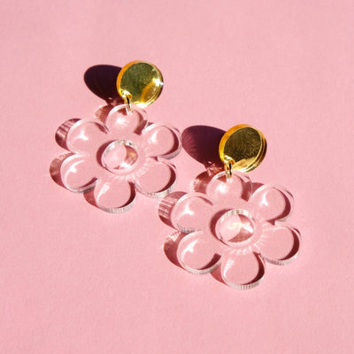 Daisy Earrings - Clear Acrylic Dangle Earrings - Sleepy Mountain