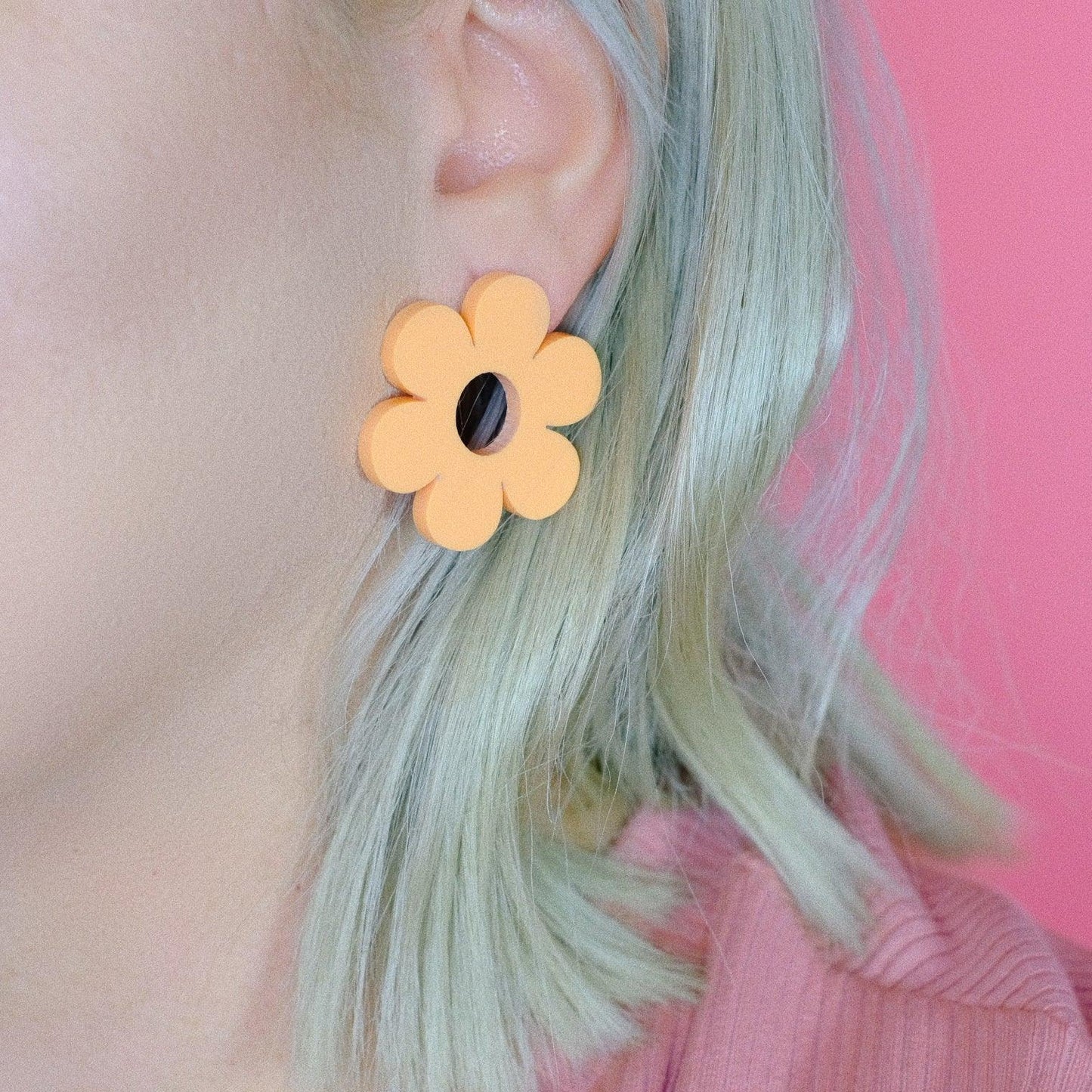 Daisy Earrings - Pastel Orange Acrylic Statement Studs - Sleepy Mountain