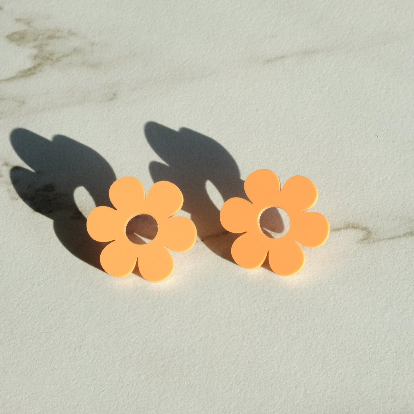 Daisy Earrings - Pastel Orange Acrylic Statement Studs - Sleepy Mountain